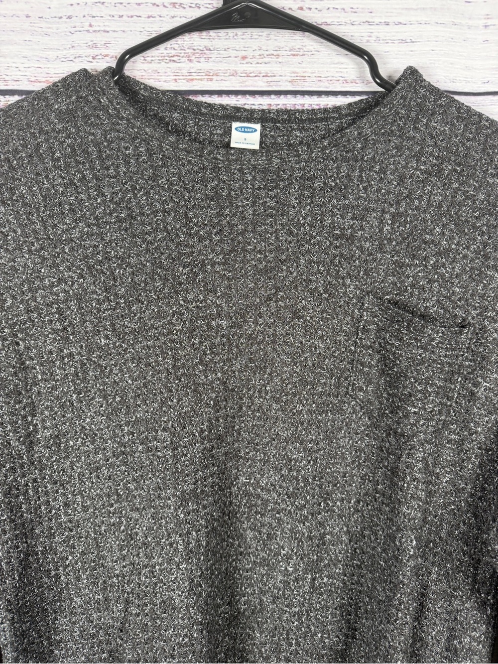 Old Navy Cropped Waffle Knit Long Sleeve Top Gray Size Small - Picture 3 of 6